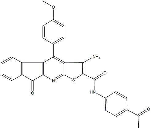 N-(4-acetylphenyl)-3-amino-4-(4-methoxyphenyl)-9-oxo-9H-indeno[2,1-b]thieno[3,2-e]pyridine-2-carboxamide Structure