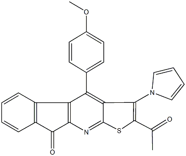 2-acetyl-4-(4-methoxyphenyl)-3-(1H-pyrrol-1-yl)-9H-indeno[2,1-b]thieno[3,2-e]pyridin-9-one Structure