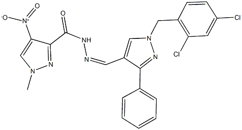 N'-{[1-(2,4-dichlorobenzyl)-3-phenyl-1H-pyrazol-4-yl]methylene}-4-nitro-1-methyl-1H-pyrazole-3-carbohydrazide,496834-56-1,结构式