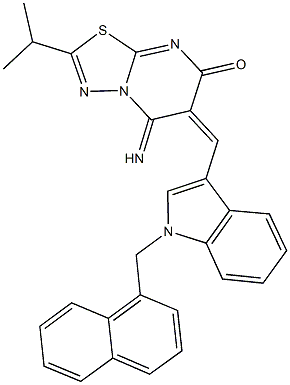 5-imino-2-isopropyl-6-{[1-(1-naphthylmethyl)-1H-indol-3-yl]methylene}-5,6-dihydro-7H-[1,3,4]thiadiazolo[3,2-a]pyrimidin-7-one Structure