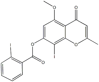 8-iodo-5-methoxy-2-methyl-4-oxo-4H-chromen-7-yl 2-iodobenzoate Structure