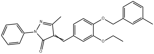 4-{3-ethoxy-4-[(3-methylbenzyl)oxy]benzylidene}-5-methyl-2-phenyl-2,4-dihydro-3H-pyrazol-3-one,496967-00-1,结构式