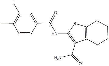 2-[(3-iodo-4-methylbenzoyl)amino]-4,5,6,7-tetrahydro-1-benzothiophene-3-carboxamide Structure
