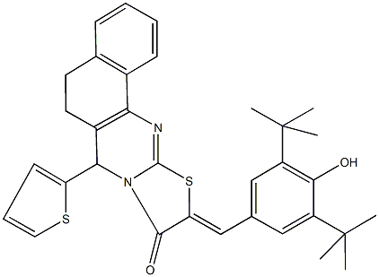 497226-07-0 10-(3,5-ditert-butyl-4-hydroxybenzylidene)-7-(2-thienyl)-5,7-dihydro-6H-benzo[h][1,3]thiazolo[2,3-b]quinazolin-9(10H)-one