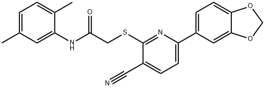 2-{[6-(1,3-benzodioxol-5-yl)-3-cyanopyridin-2-yl]sulfanyl}-N-(2,5-dimethylphenyl)acetamide,497240-42-3,结构式