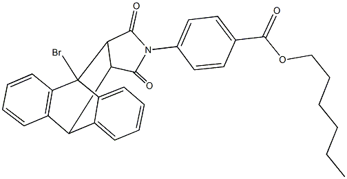 hexyl 4-(1-bromo-16,18-dioxo-17-azapentacyclo[6.6.5.0~2,7~.0~9,14~.0~15,19~]nonadeca-2,4,6,9,11,13-hexaen-17-yl)benzoate Structure