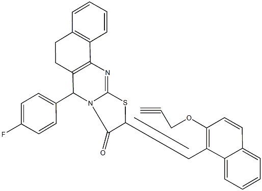7-(4-fluorophenyl)-10-{[2-(2-propynyloxy)-1-naphthyl]methylene}-5,7-dihydro-6H-benzo[h][1,3]thiazolo[2,3-b]quinazolin-9(10H)-one Structure