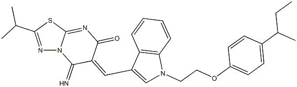 6-({1-[2-(4-sec-butylphenoxy)ethyl]-1H-indol-3-yl}methylene)-5-imino-2-isopropyl-5,6-dihydro-7H-[1,3,4]thiadiazolo[3,2-a]pyrimidin-7-one Structure