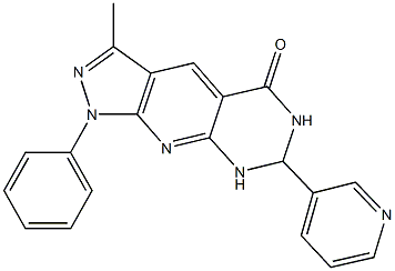 3-methyl-1-phenyl-7-pyridin-3-yl-1,6,7,8-tetrahydro-5H-pyrazolo[4',3':5,6]pyrido[2,3-d]pyrimidin-5-one Struktur