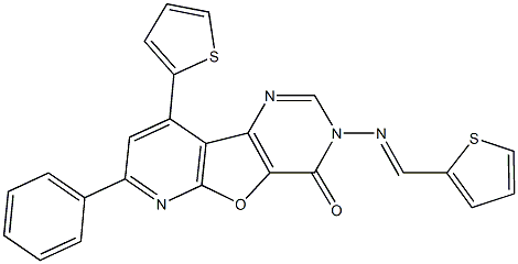 7-phenyl-9-thien-2-yl-3-[(thien-2-ylmethylene)amino]pyrido[3',2':4,5]furo[3,2-d]pyrimidin-4(3H)-one Struktur