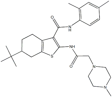 6-tert-butyl-N-(2,4-dimethylphenyl)-2-{[(4-methylpiperazin-1-yl)acetyl]amino}-4,5,6,7-tetrahydro-1-benzothiophene-3-carboxamide Struktur