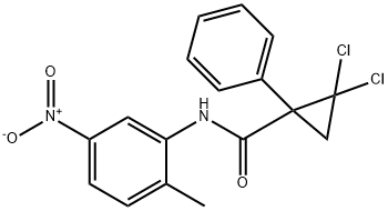 2,2-dichloro-N-{5-nitro-2-methylphenyl}-1-phenylcyclopropanecarboxamide Struktur