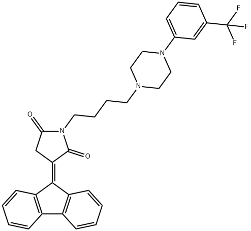 3-(9H-fluoren-9-ylidene)-1-(4-{4-[3-(trifluoromethyl)phenyl]-1-piperazinyl}butyl)-2,5-pyrrolidinedione 结构式
