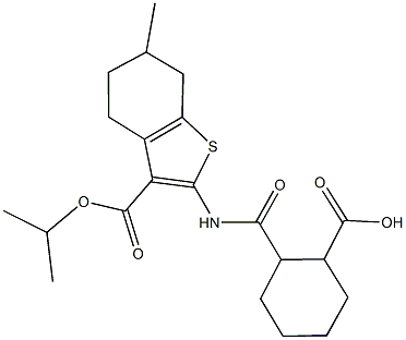 2-({[3-(isopropoxycarbonyl)-6-methyl-4,5,6,7-tetrahydro-1-benzothien-2-yl]amino}carbonyl)cyclohexanecarboxylic acid 结构式