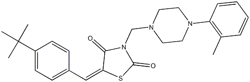 5-(4-tert-butylbenzylidene)-3-{[4-(2-methylphenyl)-1-piperazinyl]methyl}-1,3-thiazolidine-2,4-dione Struktur