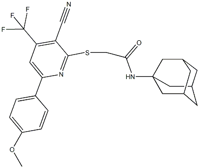 N-(1-adamantyl)-2-{[3-cyano-6-(4-methoxyphenyl)-4-(trifluoromethyl)pyridin-2-yl]sulfanyl}acetamide Structure