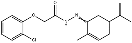 2-(2-chlorophenoxy)-N'-(5-isopropenyl-2-methyl-2-cyclohexen-1-ylidene)acetohydrazide Structure