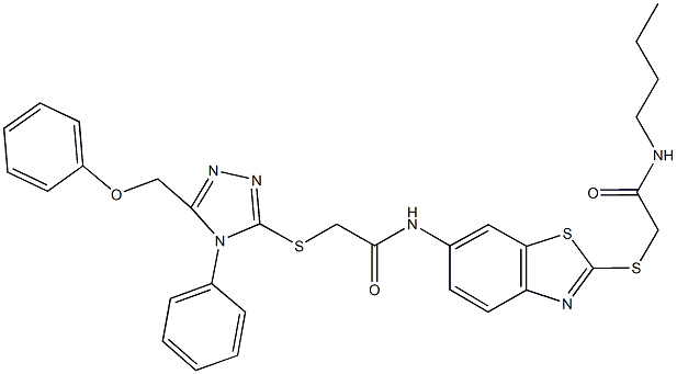 501355-04-0 N-(2-{[2-(butylamino)-2-oxoethyl]sulfanyl}-1,3-benzothiazol-6-yl)-2-{[5-(phenoxymethyl)-4-phenyl-4H-1,2,4-triazol-3-yl]sulfanyl}acetamide