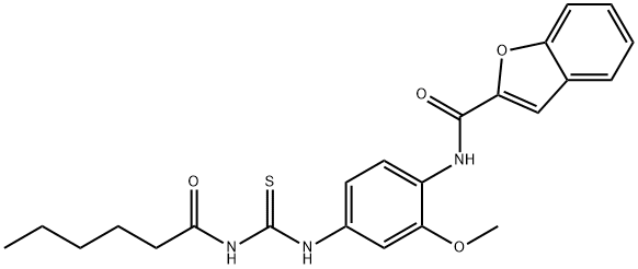 N-(4-{[(hexanoylamino)carbothioyl]amino}-2-methoxyphenyl)-1-benzofuran-2-carboxamide,503562-40-1,结构式