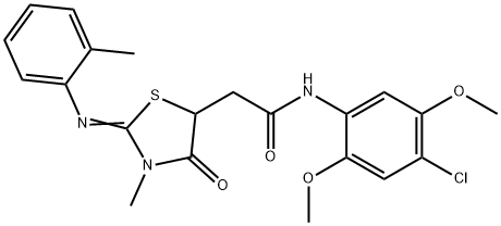 503563-22-2 N-(4-chloro-2,5-dimethoxyphenyl)-2-{3-methyl-2-[(2-methylphenyl)imino]-4-oxo-1,3-thiazolidin-5-yl}acetamide
