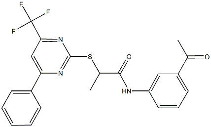 N-(3-acetylphenyl)-2-{[4-phenyl-6-(trifluoromethyl)-2-pyrimidinyl]sulfanyl}propanamide Struktur