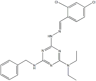 2,4-dichlorobenzaldehyde [4-(benzylamino)-6-(diethylamino)-1,3,5-triazin-2-yl]hydrazone Struktur