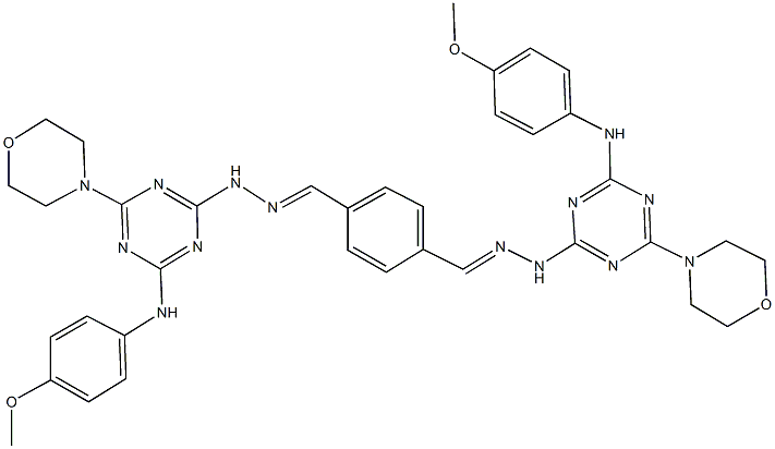 terephthalaldehyde bis{[4-(4-methoxyanilino)-6-(4-morpholinyl)-1,3,5-triazin-2-yl]hydrazone} Structure