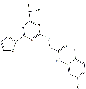 505064-04-0 N-(5-chloro-2-methylphenyl)-2-{[4-(2-furyl)-6-(trifluoromethyl)-2-pyrimidinyl]sulfanyl}acetamide