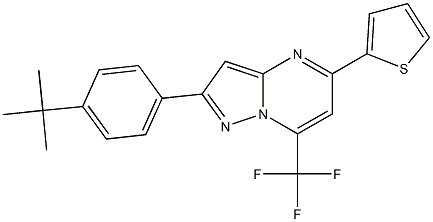 2-(4-tert-butylphenyl)-5-(2-thienyl)-7-(trifluoromethyl)pyrazolo[1,5-a]pyrimidine Struktur