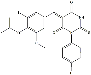 5-(4-sec-butoxy-3-iodo-5-methoxybenzylidene)-1-(4-fluorophenyl)-2-thioxodihydro-4,6(1H,5H)-pyrimidinedione Structure