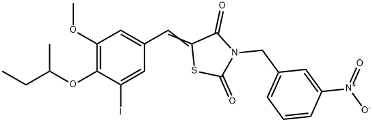 5-(4-sec-butoxy-3-iodo-5-methoxybenzylidene)-3-{3-nitrobenzyl}-1,3-thiazolidine-2,4-dione Struktur
