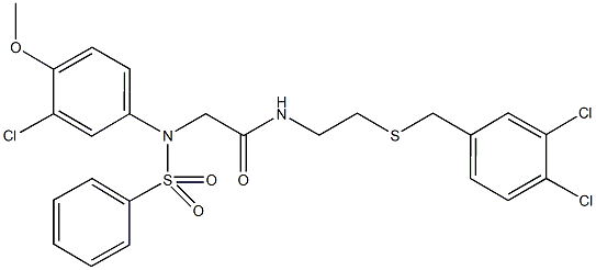 2-[3-chloro-4-methoxy(phenylsulfonyl)anilino]-N-{2-[(3,4-dichlorobenzyl)sulfanyl]ethyl}acetamide,506448-64-2,结构式