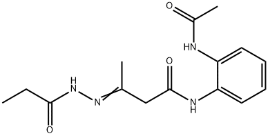 N-[2-(acetylamino)phenyl]-3-(propionylhydrazono)butanamide Struktur