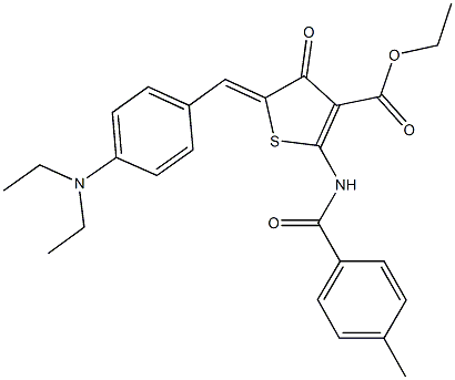 ethyl 5-[4-(diethylamino)benzylidene]-2-[(4-methylbenzoyl)amino]-4-oxo-4,5-dihydro-3-thiophenecarboxylate Struktur