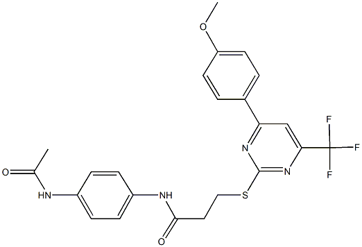 N-[4-(acetylamino)phenyl]-3-{[4-(4-methoxyphenyl)-6-(trifluoromethyl)-2-pyrimidinyl]sulfanyl}propanamide|