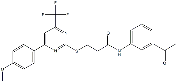 N-(3-acetylphenyl)-3-{[4-(4-methoxyphenyl)-6-(trifluoromethyl)-2-pyrimidinyl]sulfanyl}propanamide Struktur