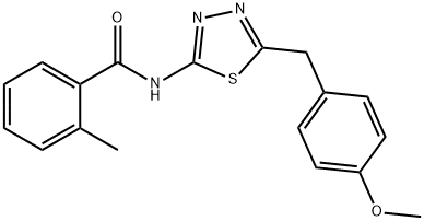 N-[5-(4-methoxybenzyl)-1,3,4-thiadiazol-2-yl]-2-methylbenzamide 结构式