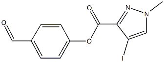 4-formylphenyl 4-iodo-1-methyl-1H-pyrazole-3-carboxylate Structure