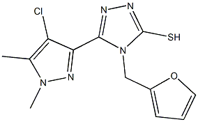 5-(4-chloro-1,5-dimethyl-1H-pyrazol-3-yl)-4-(2-furylmethyl)-4H-1,2,4-triazole-3-thiol Struktur