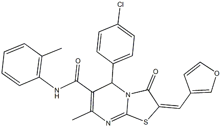 5-(4-chlorophenyl)-2-(3-furylmethylene)-7-methyl-N-(2-methylphenyl)-3-oxo-2,3-dihydro-5H-[1,3]thiazolo[3,2-a]pyrimidine-6-carboxamide Struktur