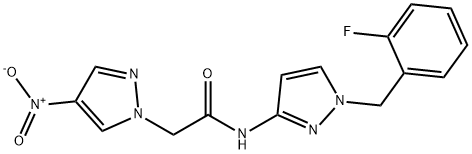 N-[1-(2-fluorobenzyl)-1H-pyrazol-3-yl]-2-{4-nitro-1H-pyrazol-1-yl}acetamide,512813-94-4,结构式