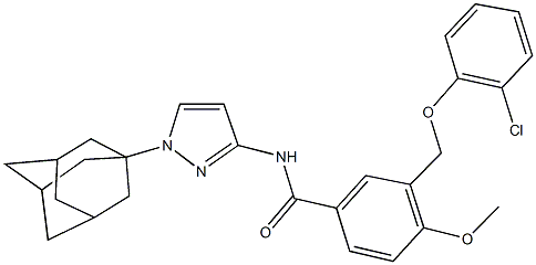 N-[1-(1-adamantyl)-1H-pyrazol-3-yl]-3-[(2-chlorophenoxy)methyl]-4-methoxybenzamide Struktur