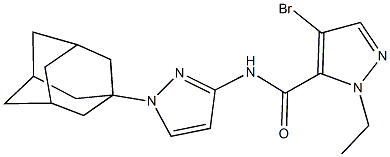 N-[1-(1-adamantyl)-1H-pyrazol-3-yl]-4-bromo-1-ethyl-1H-pyrazole-5-carboxamide Struktur