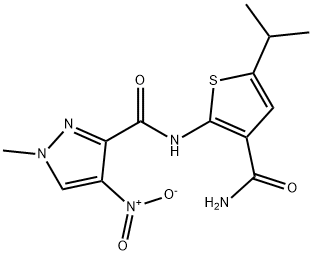 N-[3-(aminocarbonyl)-5-isopropyl-2-thienyl]-4-nitro-1-methyl-1H-pyrazole-3-carboxamide Structure
