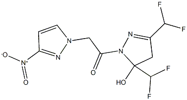 3,5-bis(difluoromethyl)-1-({3-nitro-1H-pyrazol-1-yl}acetyl)-4,5-dihydro-1H-pyrazol-5-ol|