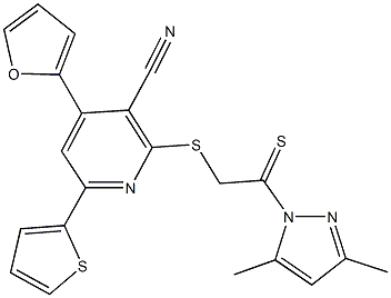 512827-02-0 2-{[2-(3,5-dimethyl-1H-pyrazol-1-yl)-2-thioxoethyl]sulfanyl}-4-(2-furyl)-6-(2-thienyl)nicotinonitrile