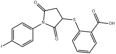 2-{[1-(4-iodophenyl)-2,5-dioxo-3-pyrrolidinyl]sulfanyl}benzoic acid Struktur
