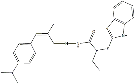 2-(1H-benzimidazol-2-ylsulfanyl)-N'-[3-(4-isopropylphenyl)-2-methyl-2-propenylidene]butanohydrazide Structure