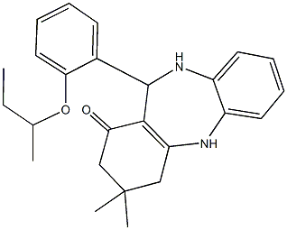 11-(2-sec-butoxyphenyl)-3,3-dimethyl-2,3,4,5,10,11-hexahydro-1H-dibenzo[b,e][1,4]diazepin-1-one Struktur
