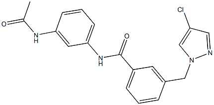 N-[3-(acetylamino)phenyl]-3-[(4-chloro-1H-pyrazol-1-yl)methyl]benzamide Struktur